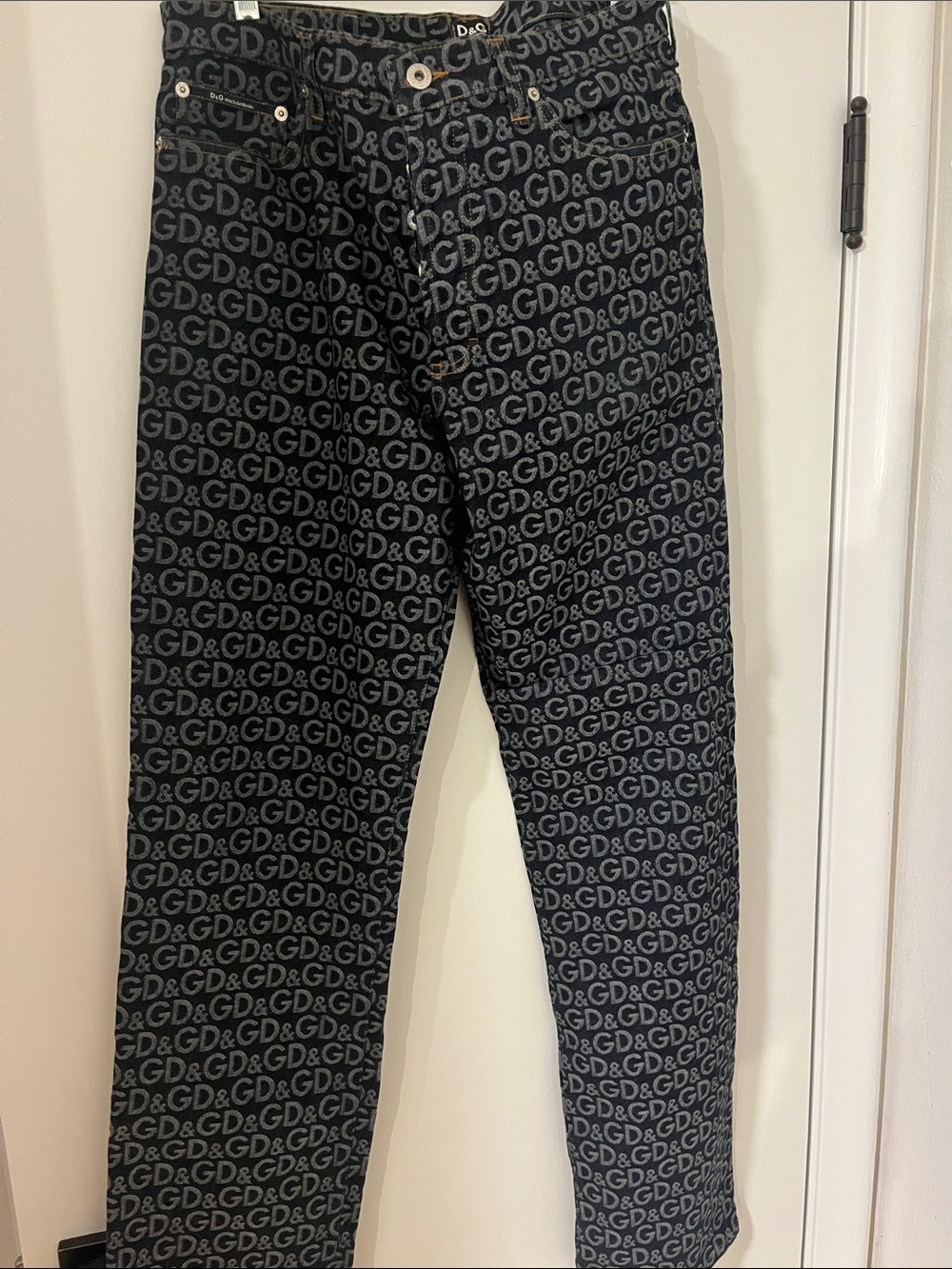 Authentic vintage 2001 D&G Dolce & Gabbana all-over monogram logo jacquard denim